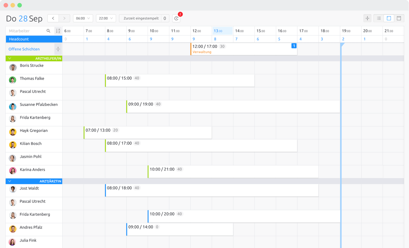 Timeline Zeiterfassung Zeitguru