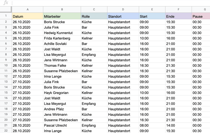 CSV & Excel Export Zeitguru